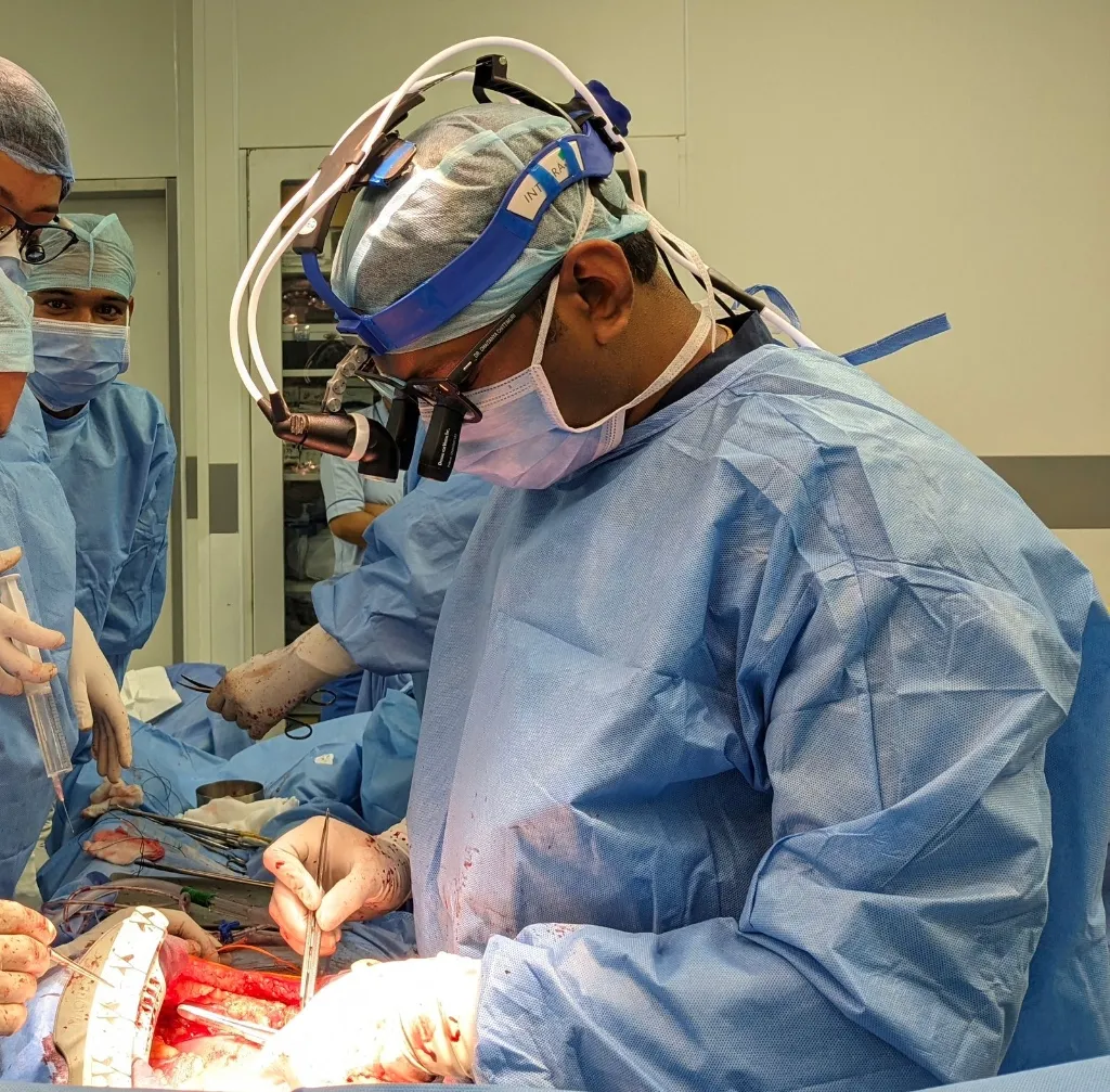 Dr. Chaitanya Chittimuri leading surgical team dedication in cardiac operating theatre